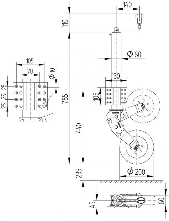 Steunwiel ATK60 ("K" beugel) - 405526.001 - Steunwielen