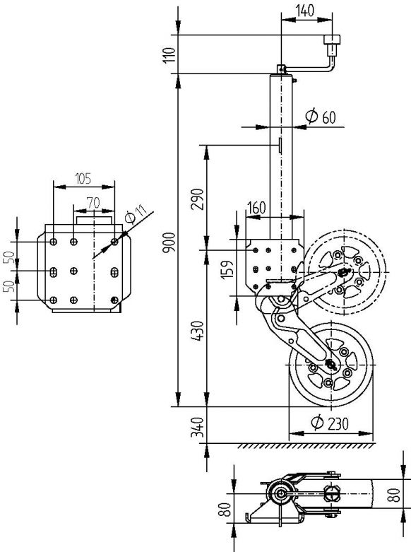 Steunwiel ATK60V (Verhoogd draagvermogen) - 421039.001 - Steunwielen