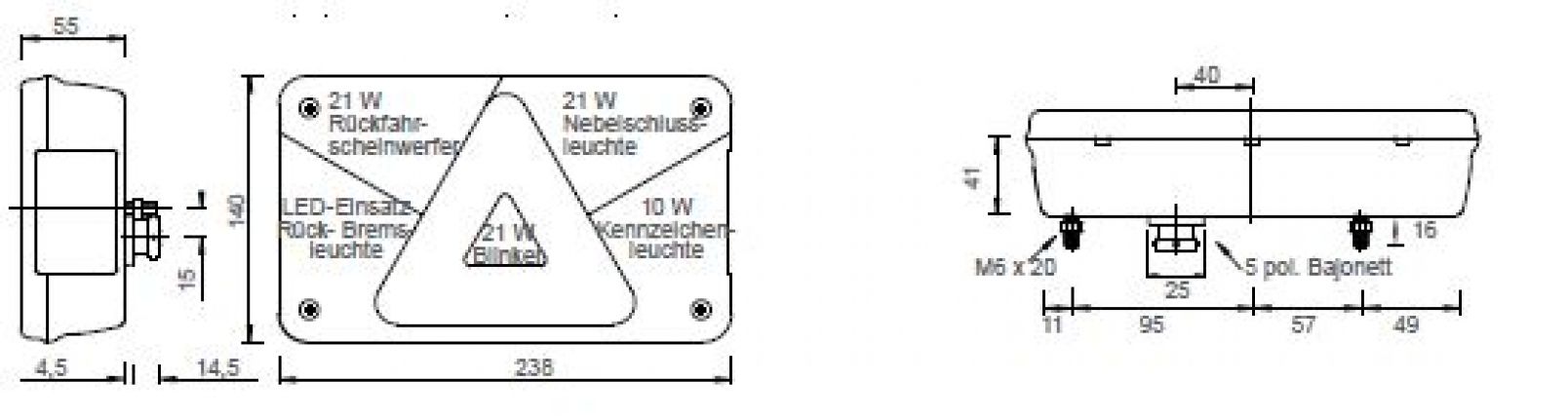 Multipoint 5 LED - 413153.001 - gecombineerde achterlichten