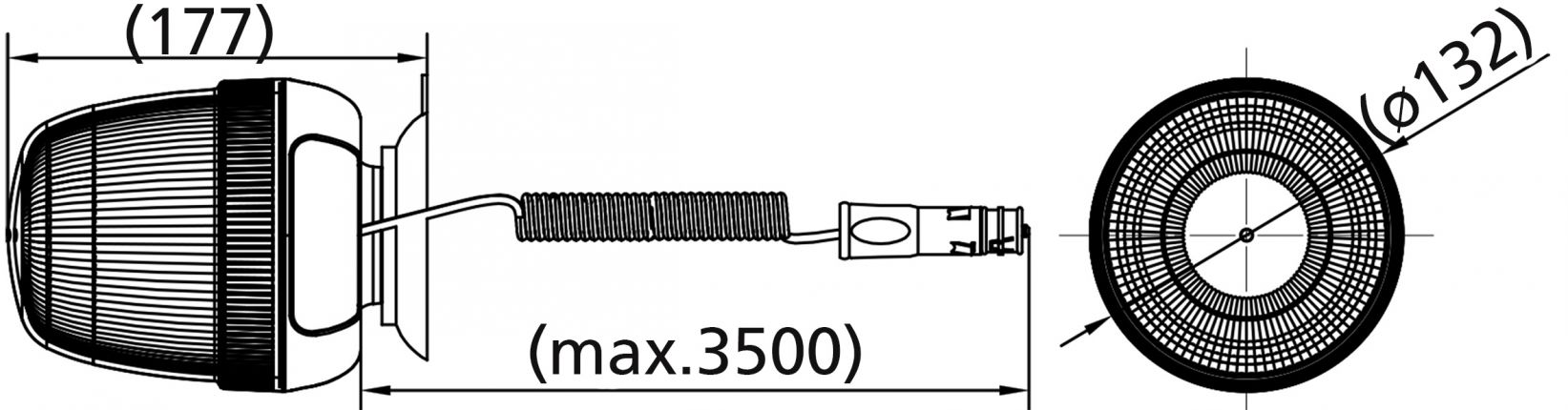 Roterende zwaailamp LED hoog - 421453.001 - Roterende zwaailampen