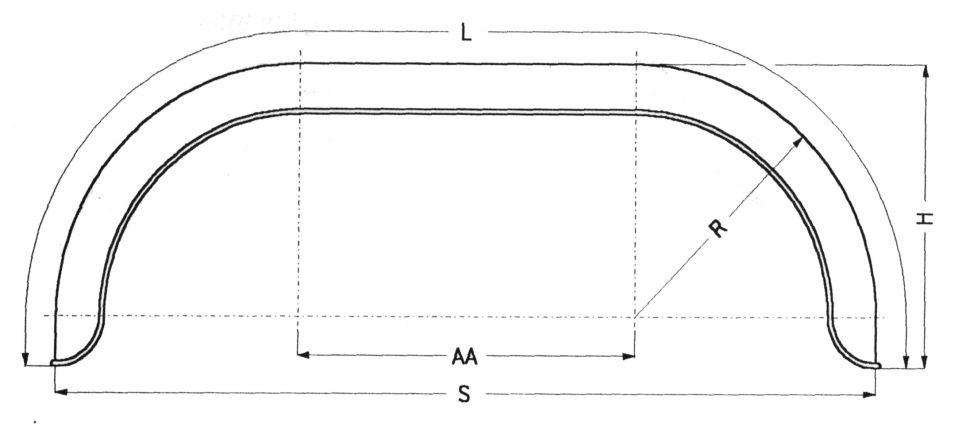 Spatbord, dubbele as, rond - 400346.001 - Spatbord